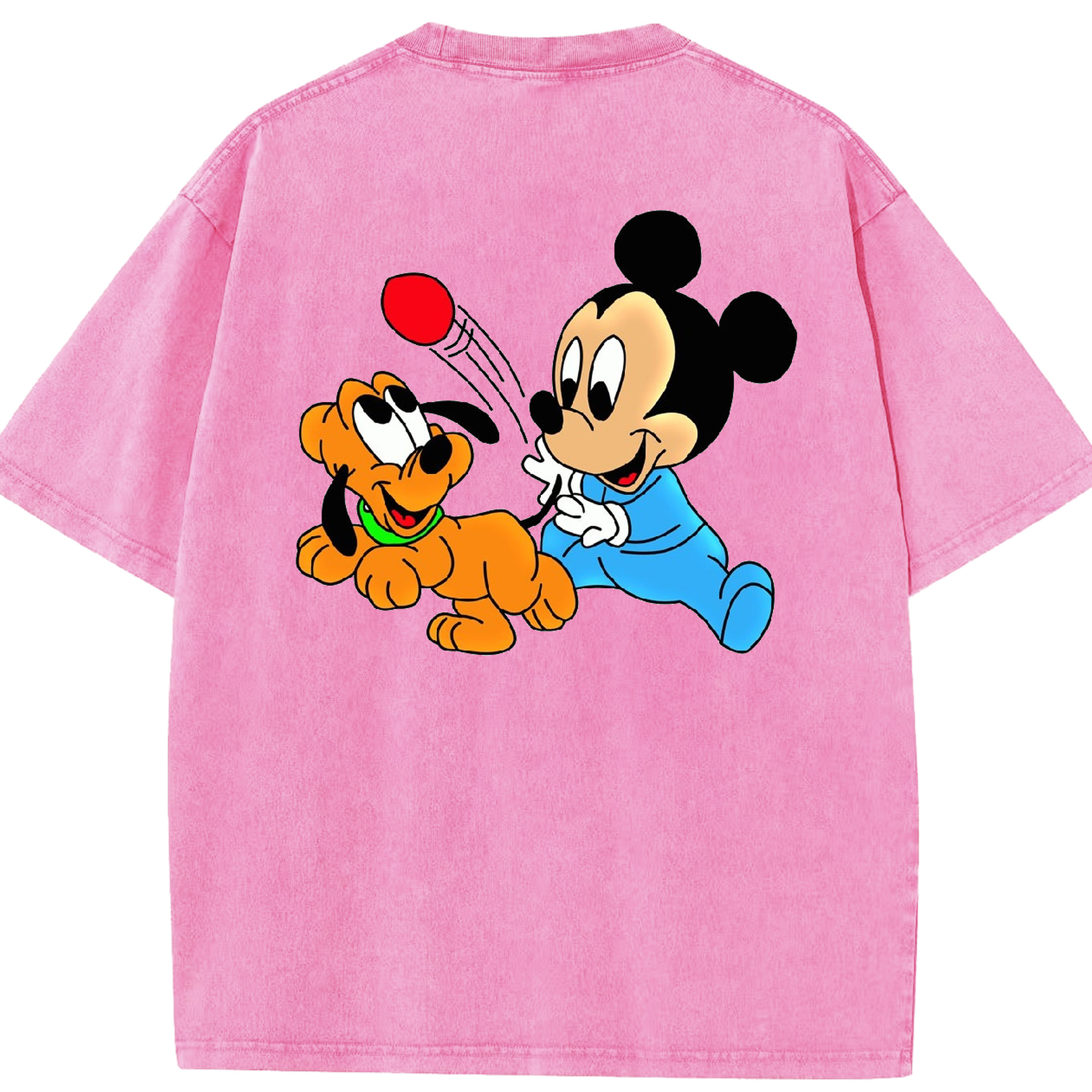 （画像用） ミッキーマウス Mickey Mouse 綿100% ヴィンテージ風 半袖Tシャツ（背面プリント）